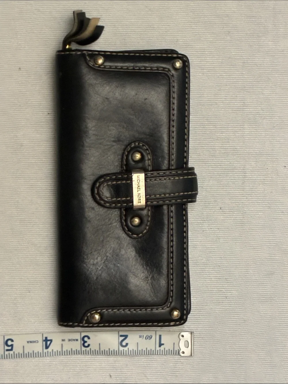 Michael Kors Black Leather Wallet with Gold Hardware